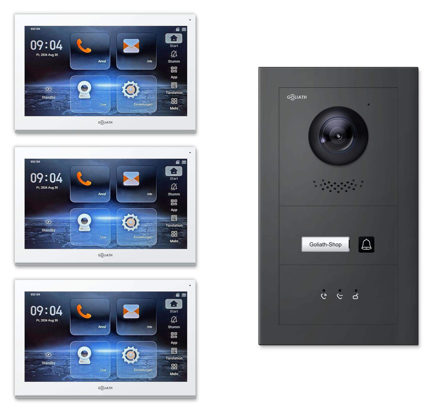 Goliath Premium IP GL-IPH102A.2 Video-Türsprechanlage, 1 Familie, 3× 10 Zoll Weiß, Anthrazit, Aufputz