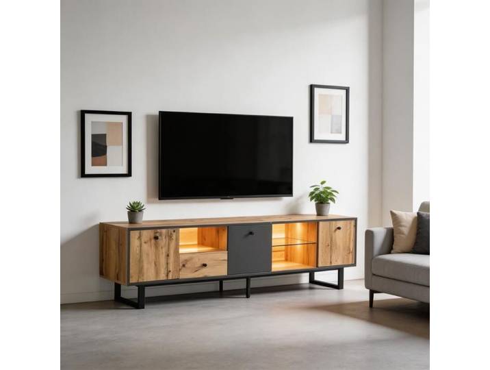 Meuble TV - WF324858SAA - Pour TV 70-79 pouces - Éclairage LED intégré - Charnières amorties