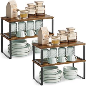 Songmics Küchenregal KCS022X01, braun, 4er Set, für Arbeitsplatte, 39,7 x 15,5 x 19,5cm