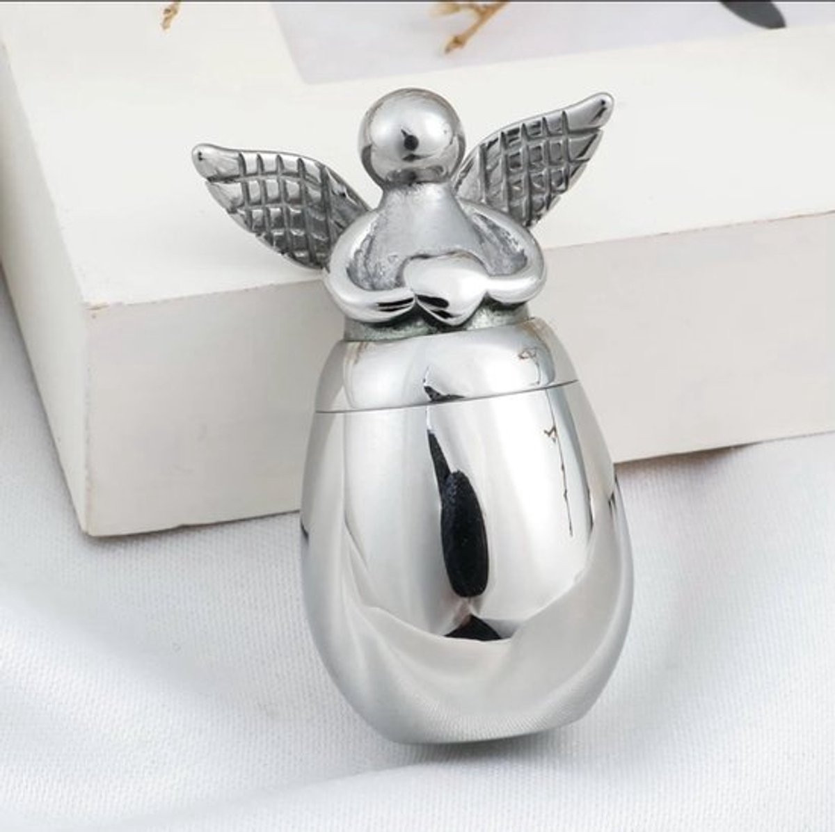 Mini urn engeltje voor as of als beschermengel, Hoogte: 3,8 cm