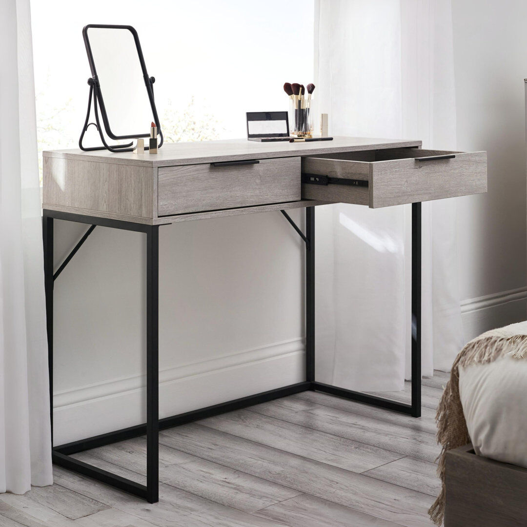 Wade Logan Yonkers Steel Writing Desk Grey 80cm H X 100cm W X 45cm D