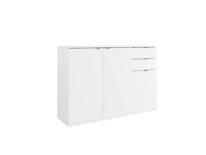 Kommode GOODPRODUCT THALIAANA Sideboard mit 3 Türen und 2 Schubladen, Breite 120 cm , weiss (weiß), B:120cm H:83,5cm T:35cm, Sideboards, Kommode, Schrank in 3 Farben erhältlich, schwarze Metallgriffe, viel Stauraum