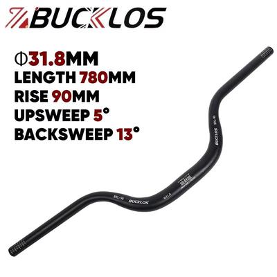 BUCKLOS ProFit Alloy MTB Handlebar Choose 31.8 Mm Or 25.4 Mm Clamp, 620 660 720 780 Mm Width 31.8 780 90mm black