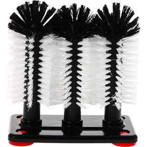 Böttcher-AG Gläserspülbürste Premium, schwarz-weiß, Kunststoffborsten, mit 4 Saugnäpfen & 3 Bürsten 18 cm