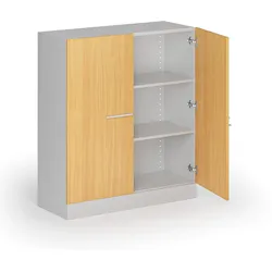 Metall-Aktenschrank mit Holztüren, zerlegt, 1150 x 1000 x 400 mm, Buche