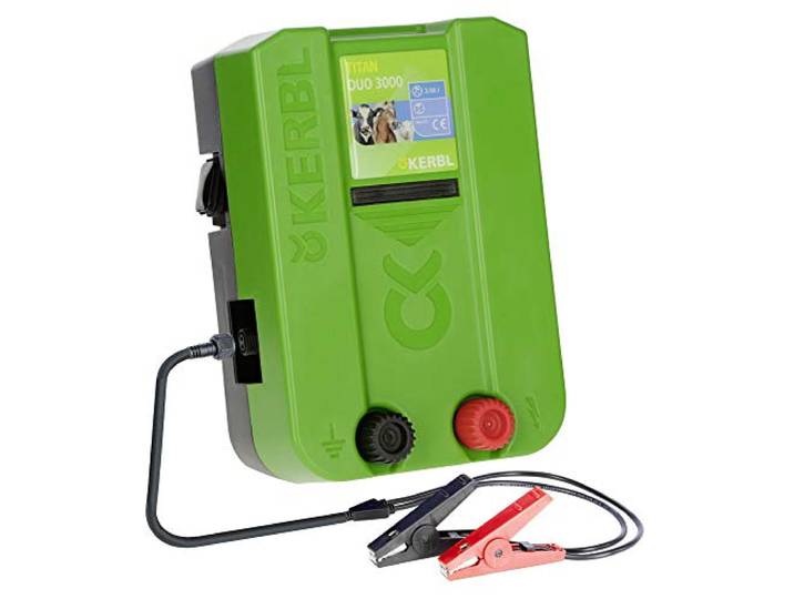 Kerbl Titan Duo 3000 hekwerk apparaat 3.0 J wilgenhek stroomvoorziening apparaat batterij netwerk apparaat