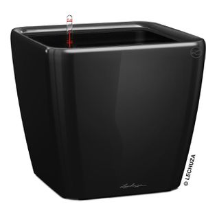 Lechuza Übertopf QUADRO LS 28, schwarz hochglanz, 28x26x28cm, aus Kunststoff, für innen & außen, Wasserspeicher & Innentopf