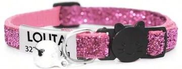 Uplift Treasures Customized Glitter Cat Collar With Bell pink