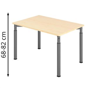 Hammerbacher Schreibtisch Y-Serie, ahorn / graphit, höhenverstellbar, 120 x 68-82 x 80 cm