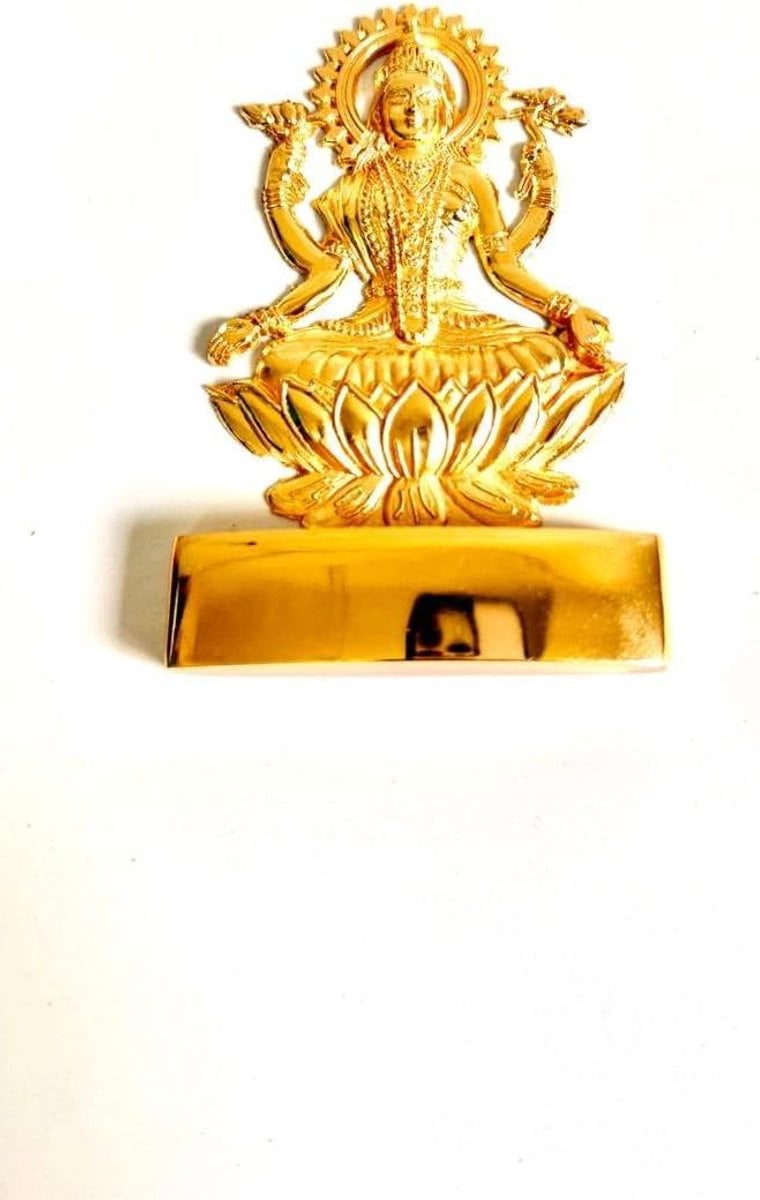 Gouden Lakshmi standbeeld op lotus, decoratief hindoe-godin beeldje voor woondecoratie