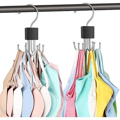2er-Pack Tanktop-Kleiderbügel, BH-Kleiderbügel für Schrank-Organizer, max. 36 Stauraum, platzsparend, um 360° drehbar, BH-Organizer aus Metall, Schrank-Organizer und Aufbewahrung für Tanktops, BHs,