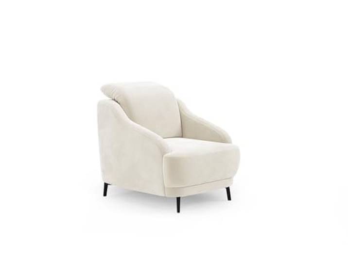CAVADORE Sessel Blue/Polstersessel im modernen Design inklusiv Kopfteilverstellung und mattschwarzen Metallfüßen / 87 x 93 x 104 / Mikrofaser, Naturweiß