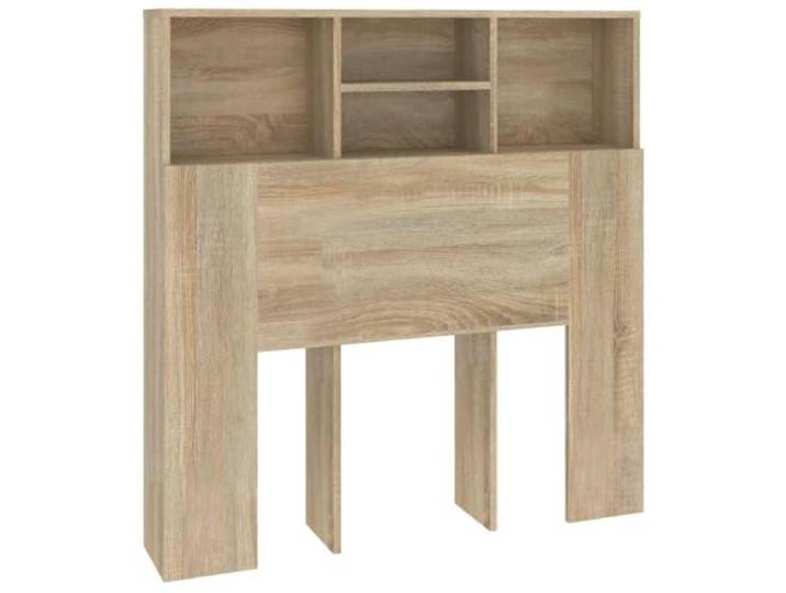 GHVBNMF Bett Kopfteil Regal Sonoma-Eiche Holzwerkstoff 100x19x103,5 cm Praktischer Stauraum für das Schlafzimmer mit 4 offenen Fächern für Bücher und Dekoration, inklusive Wandhalterung.