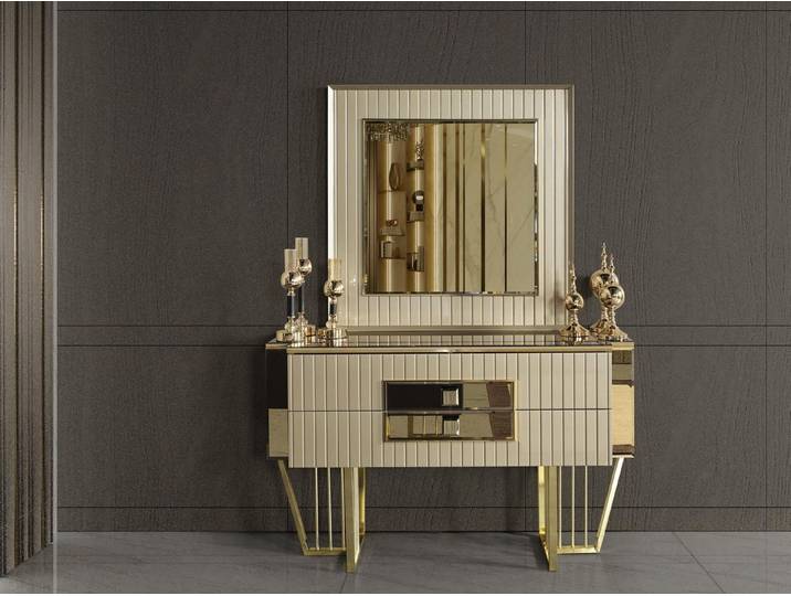 Xlmoebel Sideboard Luxuriöse Kommode in Gold mit geräumigen Schubladen von XLMOEBEL (Kommode mit Spiegel, Kommode + Spiegel), Made in Europa