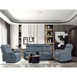 Happy Home 3tlg. Relaxsofa-Set mit 5 Relaxfunktionen - Dunkelgrau