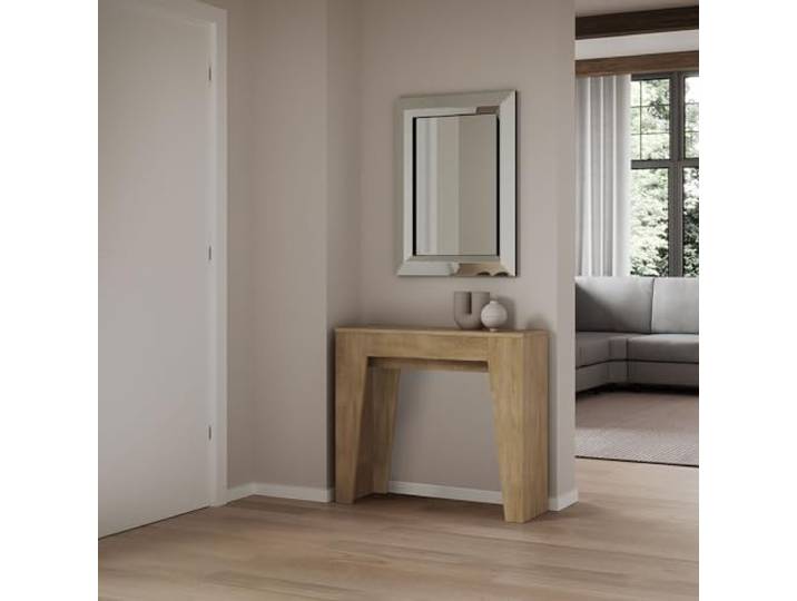 IMAGO FACTORY Marlow – Ausziehbarer Konsolentisch für Esszimmer (bis 181 cm) moderner Konsolentisch für den Eingang, ausziehbarer Küchentisch, hergestellt in Italien (Eiche Natur)