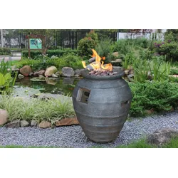 Gardenforma Gas Feuerstelle Katla, Keramik Antik anthrazit, Faserbeton anthrazit