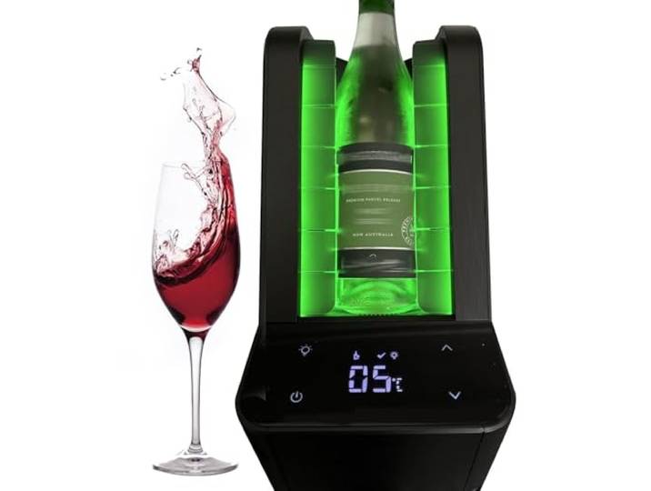 Elektrischer Weinkühler, Einzelflaschenkühler Für 750ml Wein Oder Etwas Champagner, 10cm Edelstahlkühler Ohne Eis, 5℃-20℃ Weinkühler Ohne Eis, Küche, Bar Und RV
