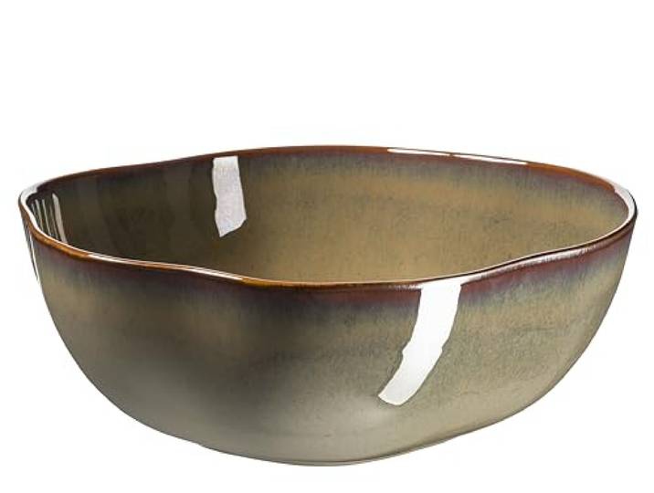 MÄSER Serie Cordelia, Salatschüssel aus hochwertigem Steinzeug, unregelmäßige Geschirr Formen; Steinzeug, Tropical, Rot/Braun