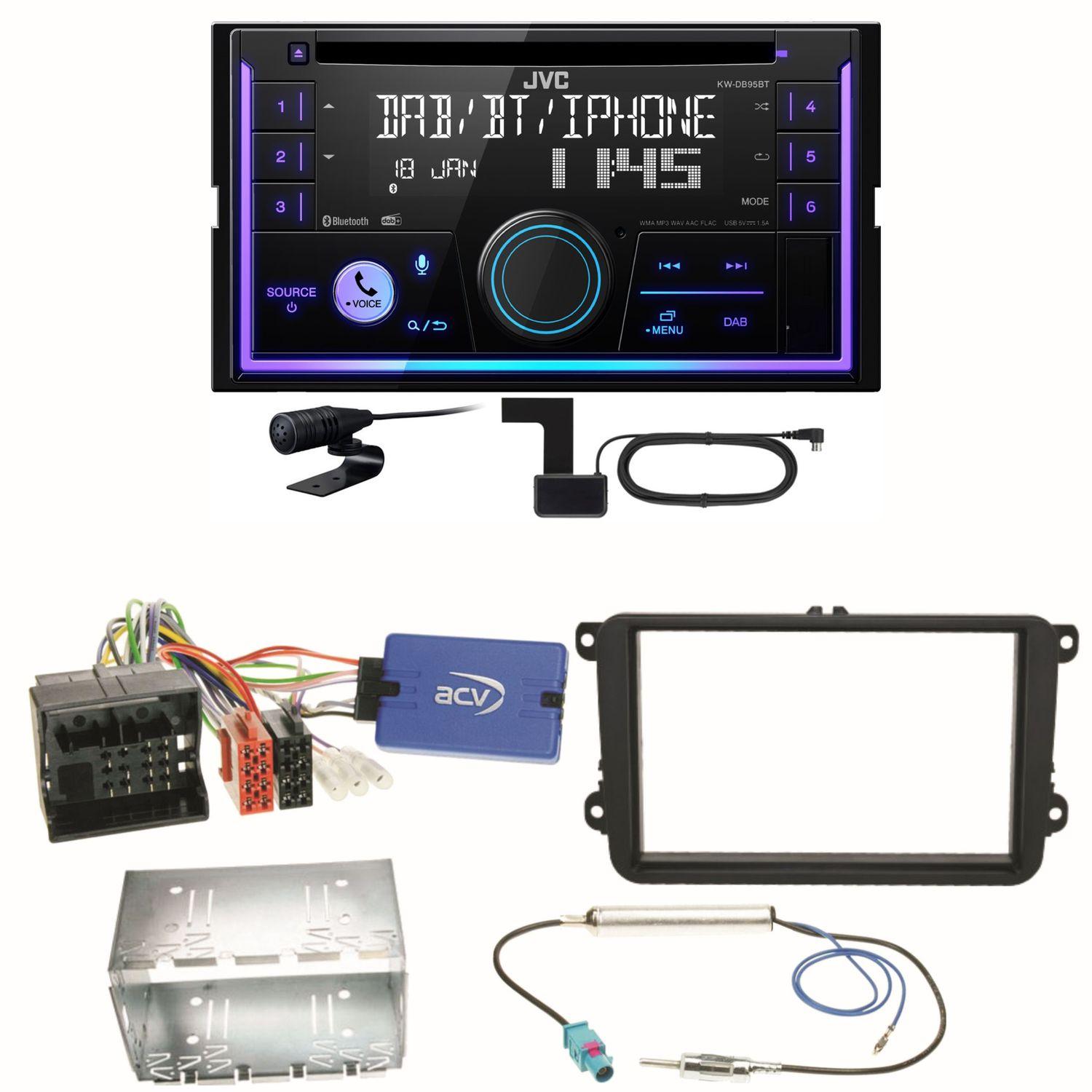 JVC KW-DB95BT Bluetooth Digitalradio Einbauset für Golf 5 6 Passat 3C B7 Touran