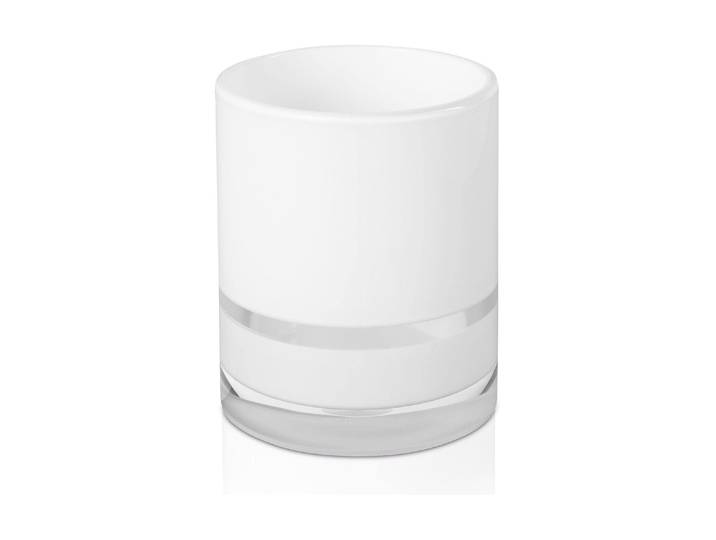 Zahnputzbecher MÖVE Line Weiss , weiss (weiß), B:7,5cm H:10cm L:7,5cm, Zahnputzbecher, Zahnputzbecher