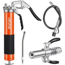 VEVOR Fettpresse, 551 bar, Schmierpressen-Set mit 0,4 L Fassungsvermögen, inkl. 45,7 cm Flexschlauch, Doppelgriff-Fettkupplung, starrem Verlängerungsrohr & scharfer Düse für Kfz & Schifffahrt