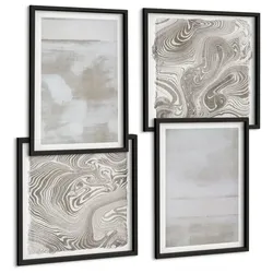 BILDER SET 4er Set - 50x50 cm & 40x60 cm Schwarzer Rahmen - Abgenutzte Texturen, moderner Stil