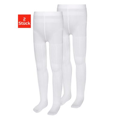 Feinstrumpfhose H.I.S "für Mädchen", Mädchen, Gr. 92/98, weiß (2x weiß), Obermaterial: 93% Polyamid, 7% Elasthan, Zopfmuster, unifarben, elastisch, Strumpfhosen Feinstrumpfhose, mit Zopfmuster