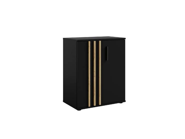 Masseno Kommode TECTONIC 60 cm Sideboard mit 2 Türen für Wohnzimmer Schlafzimmer Modern 60x35x72,7 cm Schwarz