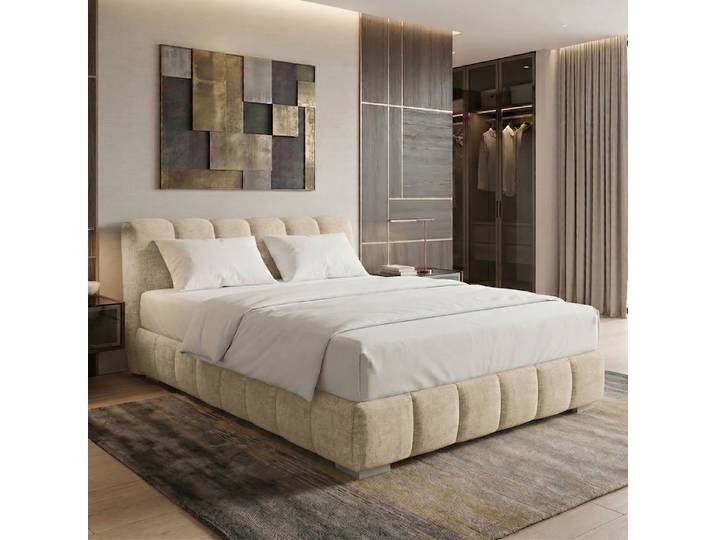 Boxspringbett mit Bettkasten 140 x 200cm Chenille Vinca Beige