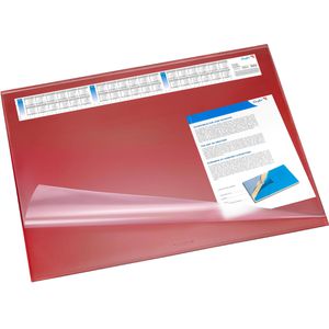 Läufer Schreibunterlage 49644, Synthos II, rot, Kunststoff, mit Sichtplatte & Kalender, 65 x 52cm
