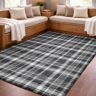 Addison Rugs Premium Washable Super Soft Plaid Huntington Dream Shag Rug