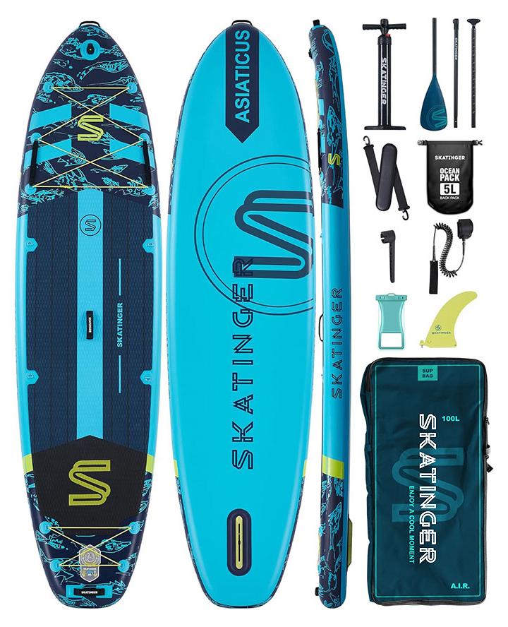 SUP-Board, Modell "Skatinger" - Blau - 350x89x15 cm - Gewicht: 16 kg - Material: PVC - Geeignet für Yoga und Freizeit - Stand-Up-Paddleboard