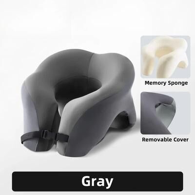 Uplifted Goods Portable Memory Foam U Shaped Neck Pillow For Travel And Rest grey