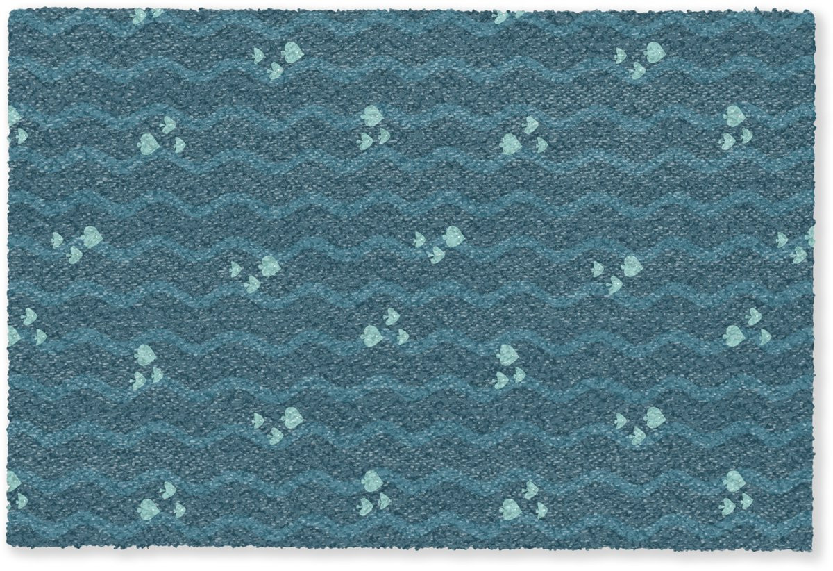 MuchoWow Deurmat Zee - Donkerblauw - Golf - Vis - B/D: 90 x 60 cm
