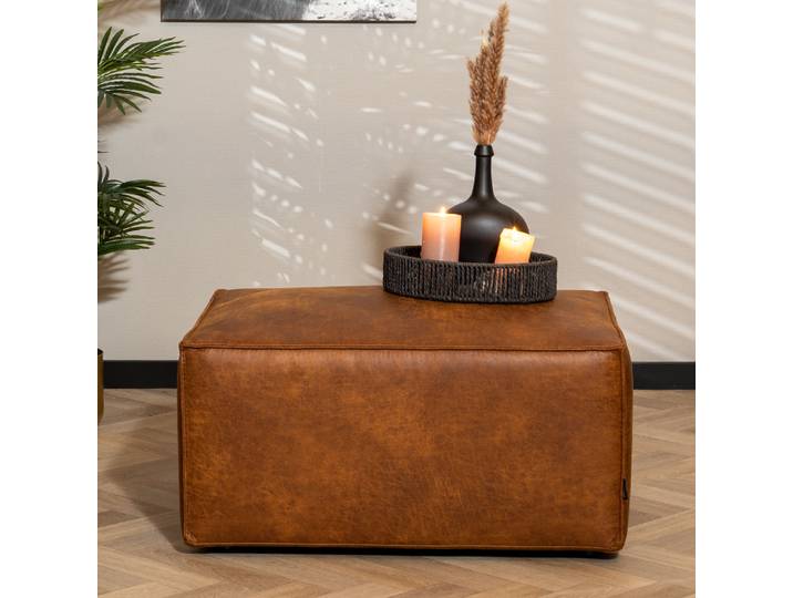 Bronx71 Leder Hocker Memphis rechteckig cognac