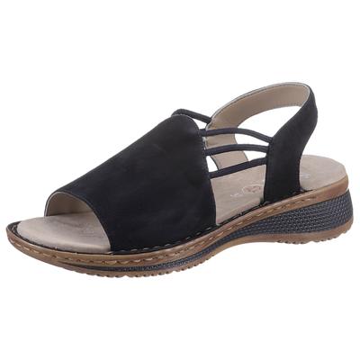 Riemchensandale ARA "HAWAII", Damen, Gr. 39, Leder, blau (dunkelblau), Veloursleder, Schuhe Riemchensandale, Sommerschuh, Sandalette, Keilabsatz, mit Stretch-Bänder, G-Weite