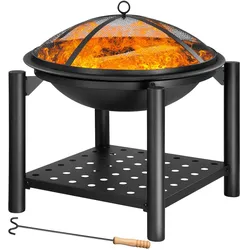 GARDEBRUK® Feuerschale mit Funkenschutz Schürhaken Abdeckung 55cm Stahl Feuerstelle Feuerkorb Terrassenofen Grill Garten