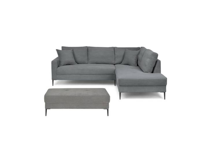 Trendstore Hilary Ecksofa mit Umbauecke in Cord – inkl. Hocker - Cord Zoom graphit - rechts Modern