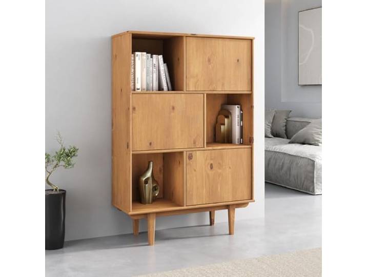 IDIMEX Highboard Simona mit 3 Türen, Eiche Farben – Wohnzimmer Kommode mit Regal und Türen für geschlossenen Stauraum Vintage Highboard Wohnzimmerschrank Modern Retro Schrank Design