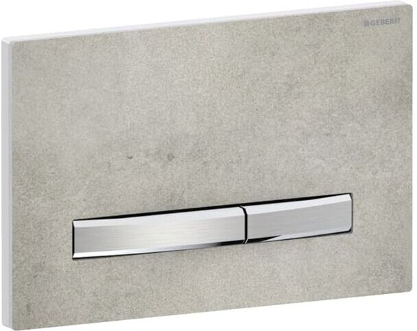 Geberit Sigma 50 Square Betätigungsplatte 115788JV2 Deckplatte Betonoptik, Platte/Taste verchromt, für 2-Mengen-Spülung