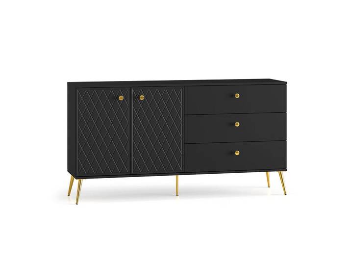 Petits-meubles Sideboard Manoé Schwarz, 3 Schubladen, 160x85x40 cm, Kleinmöbel, Kommoden, Sideboards