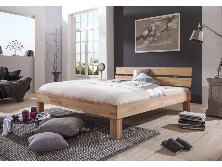 Massivholzbett RELITA Julia, Deal für begrenzte Zeit , beige (buche geölt), B:125cm H:75cm L:212cm, Betten, Massivholzbett, stabverleimte Buche, oberfläche geölt, verschiedene Breiten