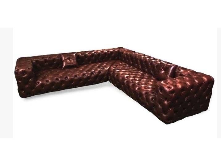 Xlmoebel Chesterfield-Sofa Ecksofa im Chesterfield Design aus echtem Leder in elegantem Stil, Hergestellt in Europa
