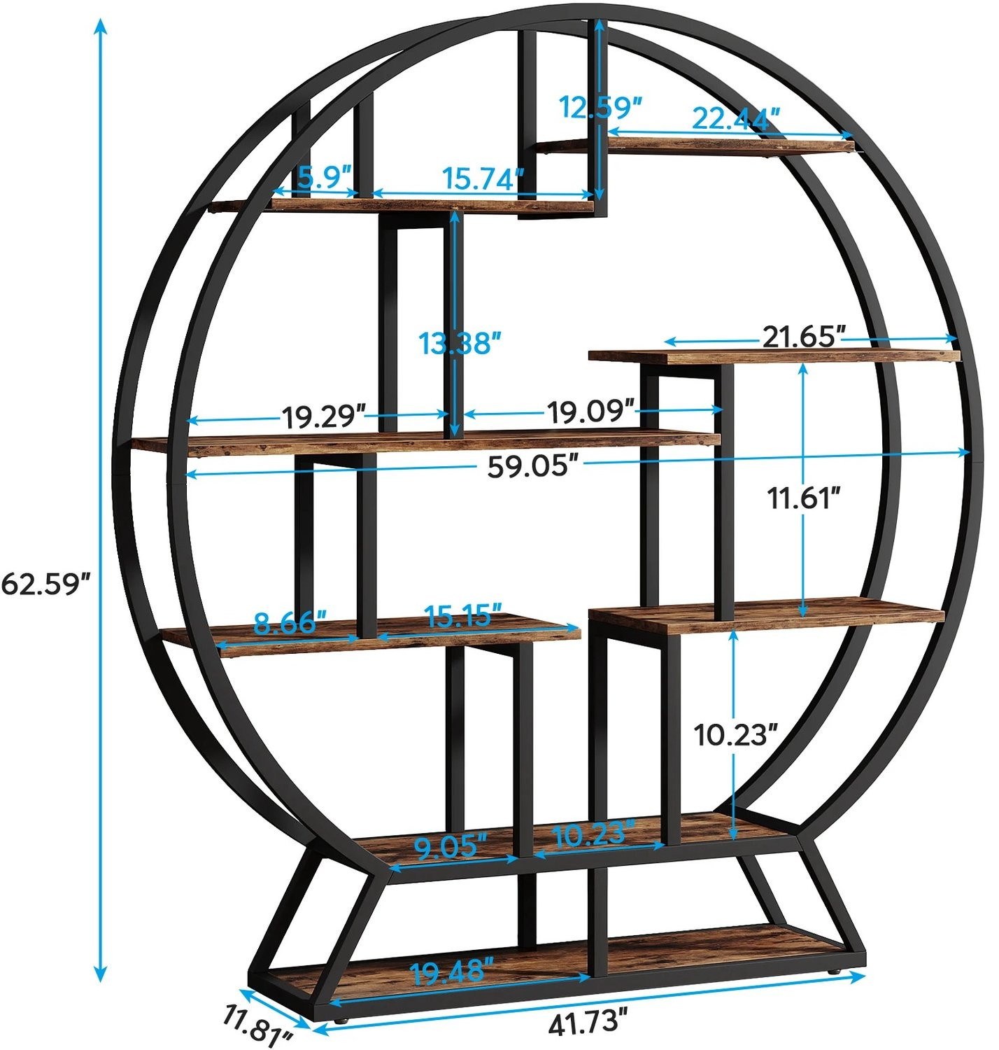 Production of Ideas Boekenplank Rond - Industrieel Hout en Metaal - Etagere