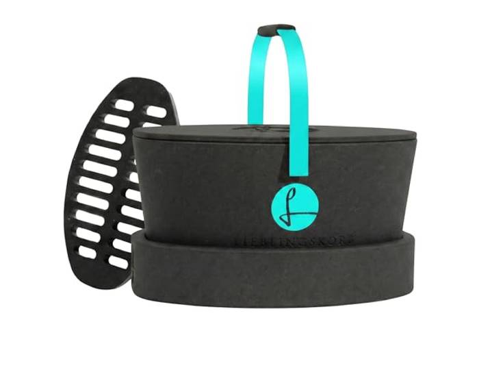 LIEBLINGSKORB Original Black Türkis - inkl. Deckel, Einlegeboden und Transportring - ultraleichter, kippsicherer & formstabiler Einkaufskorb - Made in Germany - thermoisolierend & abwaschbar