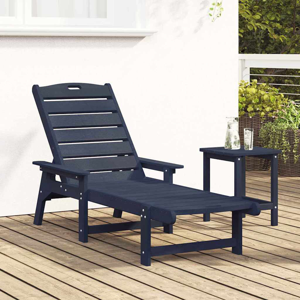 Lark Manor Sun Lounger HDPE Navy 98.5cm H X 53cm W X 195.5cm L
