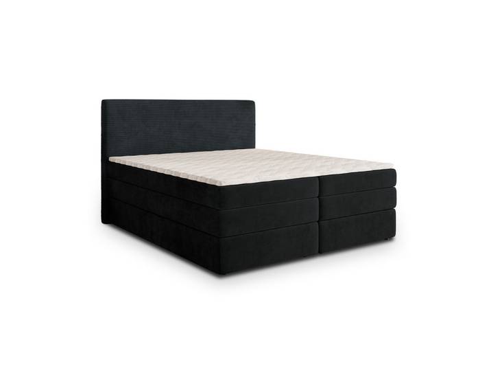 BOXSPRINGBETT MATERN 140x200 cm mit Matratze und Topper - Schwarz
