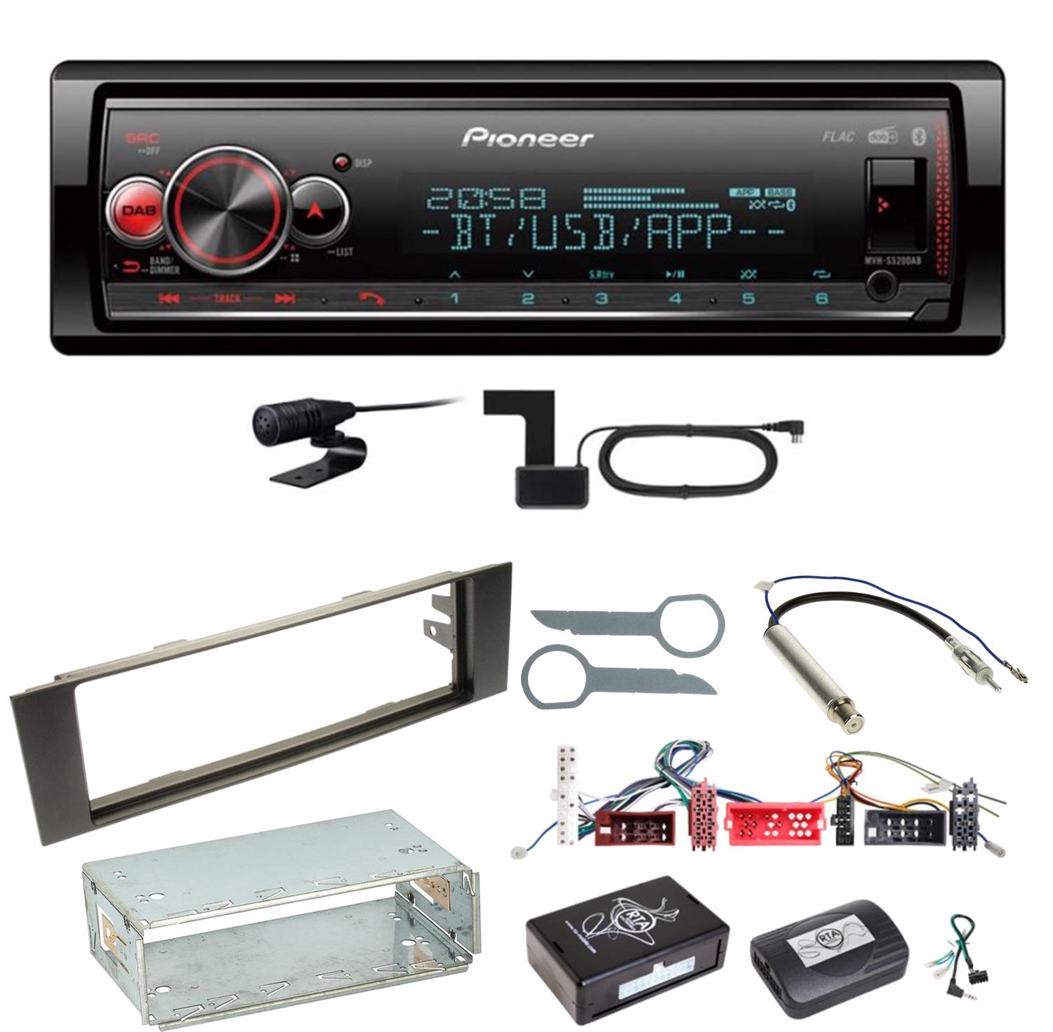 Pioneer MVH-S520DAB Bluetooth Digitalradio AUX WMA Einbauset für Audi A3 8P 8PA