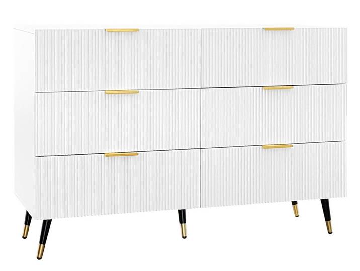 SeedWave Kommode mit 6 Großen Schubladen, Vertikales Wellenmuster mit Goldenen Akzenten, einfache Reinigung, Anti-Kipp-Design, Modernes Luxusdesign